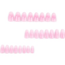 Tips Art Pembe Ombre Badem 24’lü Takma Tırnak Seti ve Zararsız Yapıştırıcı