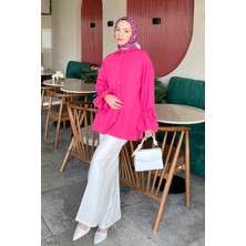 Kol Tünel Ip Detaylı Gömlek Fuşya