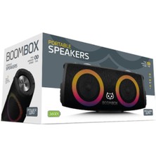 Boombox Bluetooth Hoparlör Hi-Fi Ses Bo.mbası Radyo 30W Çift Bass USB Hafıza Kartı Aux LED Işıklı 333X140X144 mm