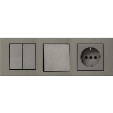 Ovivo Grano Antrasit 3'lü Set Komütatör, Anahtar ve Topraklı Priz Set