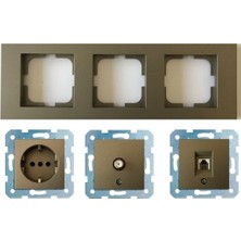 Ovivo Grano Antrasit Üçlü Set - Tv - Data Cat 6 Internet- Topraklı Priz