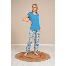 Baha Perfect Club Kadın Bisiklet Yaka Yarım Kol Pijama Takımı 4355 - 1 Adet