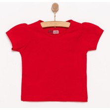 Hellobaby Kız Bebek Basic Tişört Bisiklet Yaka Kısa Kol Kırmızı