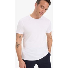DeFacto Slim Fit Dar Kesim Bisiklet Yaka Modal Karışımlı Basic Düz Kısa Kollu Tişört M6606AZ25AU