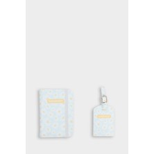 DeFacto Kadın Çiçekli Suni Deri Pasaportluk ve Valiz İsimliği Set F4688AXNS