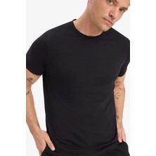 DeFacto Slim Fit Dar Kesim Bisiklet Yaka Modal Karışımlı Basic Düz Kısa Kollu Tişört M6606AZ25AU