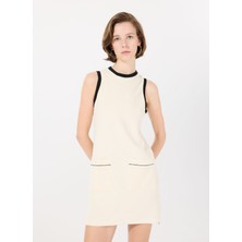 Mr. Mood Yuvarlak Yaka Ekru Kısa Kadın Elbise Mrs Candy Dress