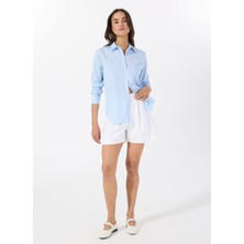 Hugo Regular Fit Gömlek Yaka Düz Mavi Kadın Gömlek 50539864