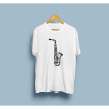 Oversize Saksafon Enstrüman Tasarım Unisex T-Shirt