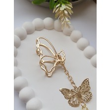 Kelebek Model Sallantılı ve Inci Detaylı Metal Kadın Mandal Toka(4 Cm)