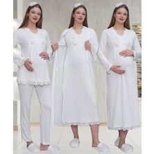 Mecit 1519 Ekru Lohusa Sabahlık Gecelik Pijama Set