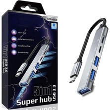 5in1 Metal USB Hub – Yüksek Hızlı Çoklayıcı, 5 Bağlantı Noktalı, Dayanıklı ve Taşınabilir Tasarım