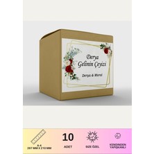 Çeyiz Etiketi Özelleştirilebilir Isme Özel - 10 Adet - Kırmızı Beyaz Gül Desen