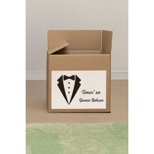 Isme Özel Damat Bohçası Etiketi - 10'lu A4 Paket - Kendinden Yapışkanlı Çeyiz Kolisi Sticker
