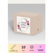 Çeyiz Etiketi Özelleştirilebilir Isme Özel - 10 Adet  - Gül Desenli