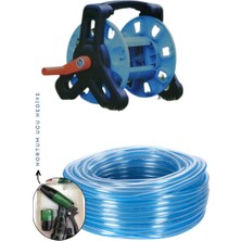Taflan TF6230 Hortum Makarası,  Şeffaf Silikonlu Hortum 1/2" 20 mt ve 2 Fonk. Uç