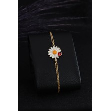 Parmas Design Papatya ve Uğur Böceği 925 Ayar Gümüş Kadın Rose Bileklik