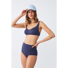 Akbeniz Kadın Basic Lacivert Pedli Yüksek Bel Bikini Takımı