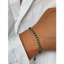 Aida Jewelss 14 Ayar Altın Tamtur Dorikalı Malahit Taşlı Tasarım Şık Altın Bileklik