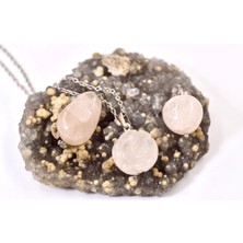 Gül Desenli Pembe Kuvars Kolye