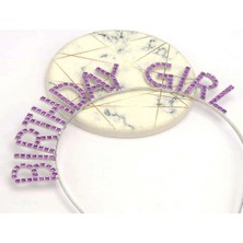 Mor Renk Kristal Taşlı Parlak Birthday Girl Yazılı Taç 16X17 cm - LKM8973-9763