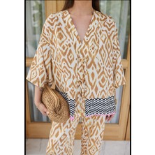 Kadın Desenli Ikili Kimono Takım