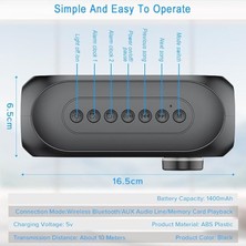 Teknofaji Multifonksiyonel Bluetooth Dijital Masa Saati Hoparlör+Rgb+Fm-Radio+Alarm Masa Saati
