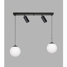 Mylihts Modern Spor  LED Avize ve Opal Camlı Sarkıt Avize Salon Motfak Avize 60 cm Dörtlü