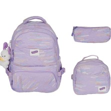 Relaxion 7 Bölmeli Sırt Çantası 2 Bölmeli Termal Beslenmeli Kalemlikli Peluş Aksesuarlı Okul Seti