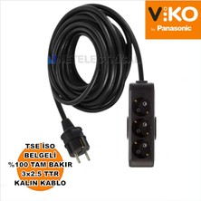 Multi-Let | Üçlü 18 Metre Topraklı Çocuk Korumalı Grup Priz - 3'lü, 18 M, Siyah - (3x2.5 Ttr Tam Bakır Kalın Kablolu)