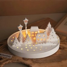 LED Işıklı Dekoratif Kasaba Tealightlik Dekoratif Obje (Led Dahildir.)