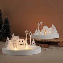 LED Işıklı Dekoratif Kasaba Tealightlik Dekoratif Obje (Led Dahildir.)