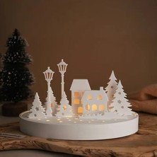 LED Işıklı Dekoratif Kasaba Tealightlik Dekoratif Obje (Led Dahildir.)