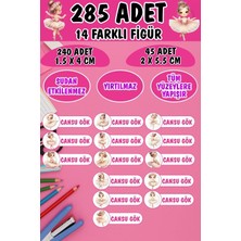 Okul Etiketi Kalem Defter Etiketi Balerin Koleksiyonu Özel Isimli Etiket 14 Figür - 285 Adet