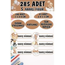 Okul Etiketi Kalem Defter Etiketi Sevimli Ayıcıklar Özel Isimli Etiket 6 Figür - 285 Adet