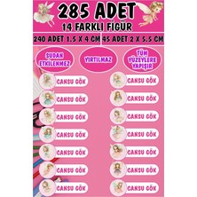 Okul Etiketi Kalem Defter Etiketi Peri Koleksiyonu Özel Isimli Etiket 14 Figür - 285 Adet