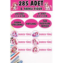 Okul Etiketi Kalem Defter Etiketi Pembe Unicornlar Özel Isimli Etiket 6 Figür - 285 Adet