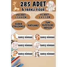 Okul Etiketi Kalem Defter Etiketi Minik Safari Hayvanları Özel Isimli Etiket 6 Figür - 285 Adet