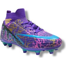 Laliga Çoraplı Krampon Mor Turkuaz Desenli