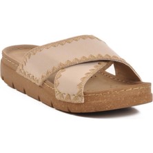 Bento 117014 Kadın Çapraz Işlemeli Kalın Taban Comfort Terlik