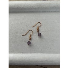 Ametrin Taşı Bakır Rose Gold Sallantı Küpe