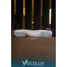 Servikal Boyun Destekli Ortopedik Yastık - Boyun Düzleşmesi Visco Yastık 56X34X10,5 Pembe