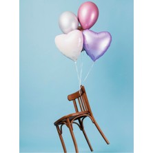 Balon Seti 2 Adet Kalp Folyo Balon 5 Adet 12 Inç Balon Metalik