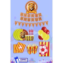 Taraftar Seti 8 Kişilik Sarı Kırmızı Sürpriz Hediye Kutulu Doğum Günü Parti Seti