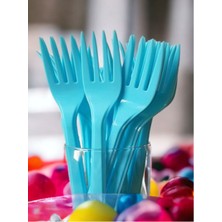 25 Adet Mavi Plastik Çatal - Doğum Günü Parti Seti Malzemeleri
