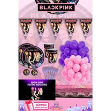 Black Pink 8 Kişilik Süpriz Hediye Kutulu ve Afiş'li Doğum Günü Parti Seti
