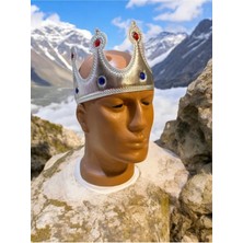 Halloween Cadılar Bayramı Kral Tacı Uzun Gümüş