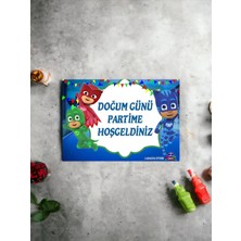 Pijamaskeliler Doğum Günü Afişi - Doğum Günü Parti Seti Malzemeleri