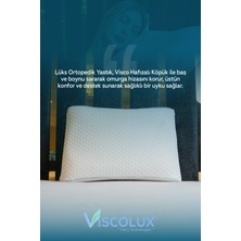 Lüx Bombeli Boyun Destekli Ortopedik Yastık; Anti-Aging Visco Yastık 57X42X13/11 Mavi