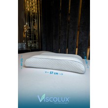 Lüx Bombeli Boyun Destekli Ortopedik Yastık; Anti-Aging Visco Yastık 57X42X13/11 Mavi